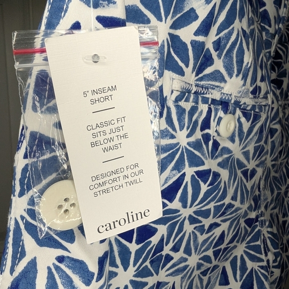 Crown & Ivy 'Caroline' Women's Size 14 Shorts Blue White Star Pattern Twill NWT - Picture 4 of 6